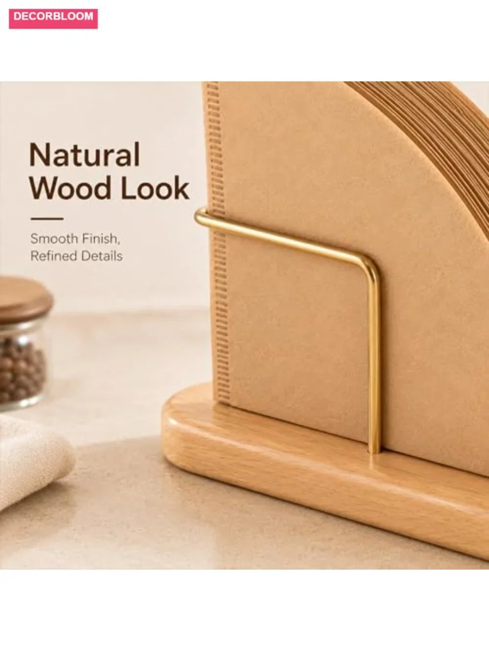 Wood Cone Coffee Filter Holder Counter Storage V60 #01 #02 Metal Frame